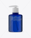 Blue Liquid Soap Bottle with Pump Mockup - Front View