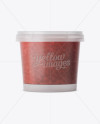 Frosted Plastic Container With Red Caviar Mockup - Eye-Level Shot