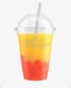 Orange Bubble Tea Cup Mockup - Front View