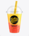 Orange Bubble Tea Cup Mockup - Front View