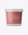 Frosted Plastic Container With Strawberry Yogurt Mockup - Eye-Level Shot