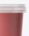 Frosted Plastic Container With Strawberry Yogurt Mockup - Eye-Level Shot