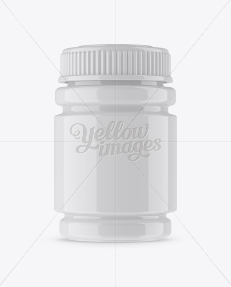 Glossy Pill Bottle Mockup - Front View