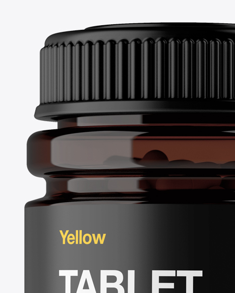 Amber Bottle With Capsules Mockup - Front View