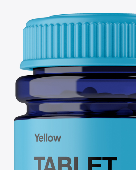 Blue Bottle With Capsules Mockup - Front View