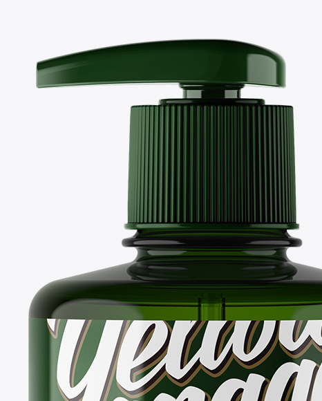 Green Liquid Soap Bottle with Pump Mockup - Front View