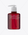 Red Liquid Soap Bottle with Pump Mockup - Front View