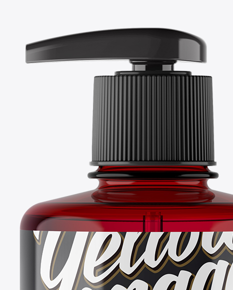 Red Liquid Soap Bottle with Pump Mockup - Front View