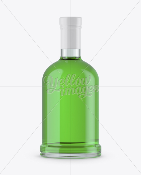 Clear Glass Bottle w/ Absinthe Mockup