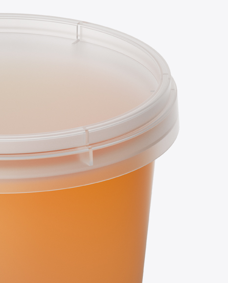 Frosted Plastic Container With Honey Mockup - High-Angle Shot