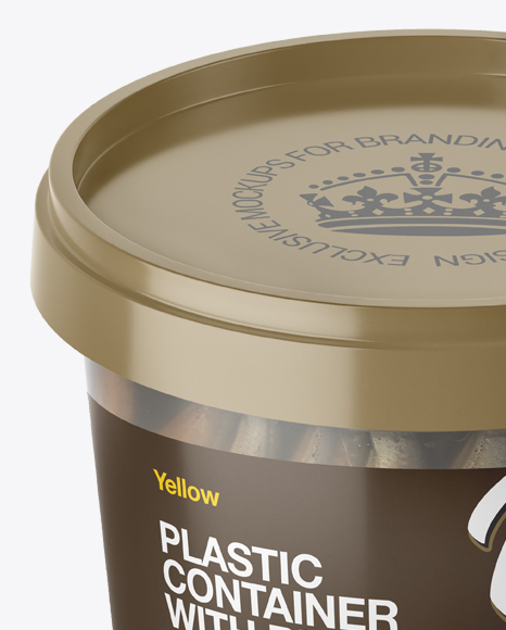 Frosted Plastic Container With Fish Mockup - High-Angle Shot