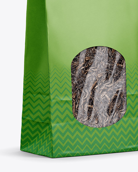 Paper Bag With Window Mockup - Half Side View