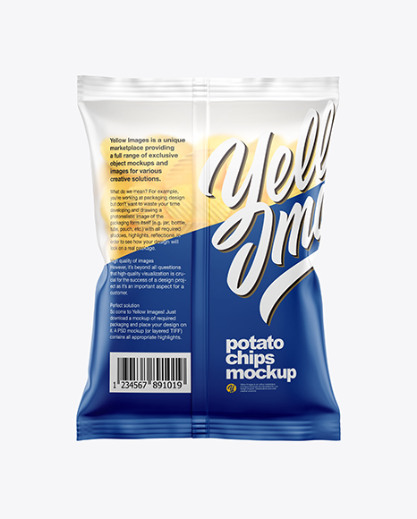 Matte Bag With Corrugated Potato Chips Mockup