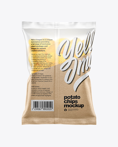 Matte Bag With Corrugated Potato Chips Mockup