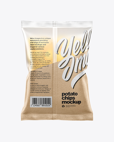 Frosted Bag With Corrugated Potato Chips Mockup