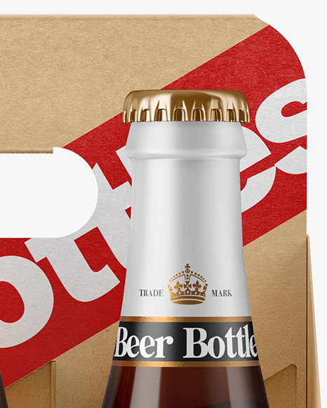 Kraft 6 Pack Beer Bottle Mockup