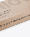 Kraft Glossy Pills Box Mockup - Halfside View (High-Angle Shot)