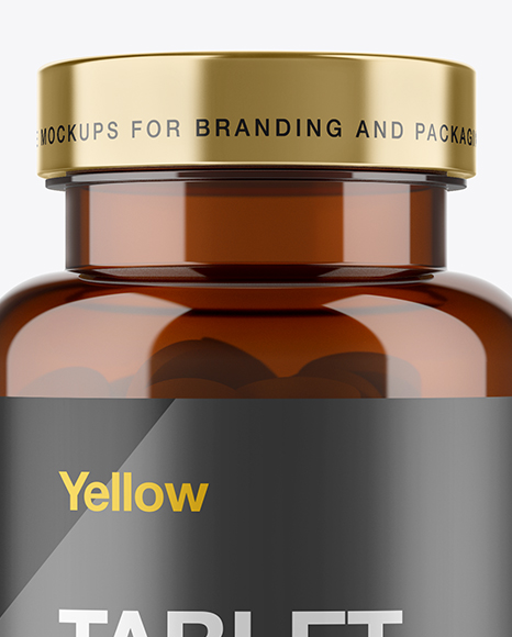 Amber Plastic Pill Bottle Mockup