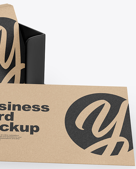 Kraft Business with Holder Cards Mockup