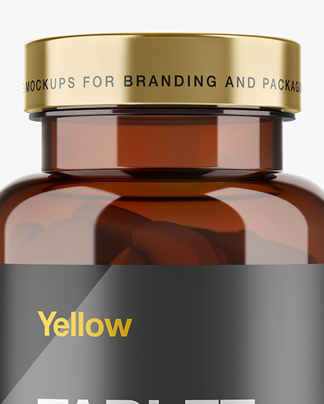 Amber Plastic Pill Bottle Mockup