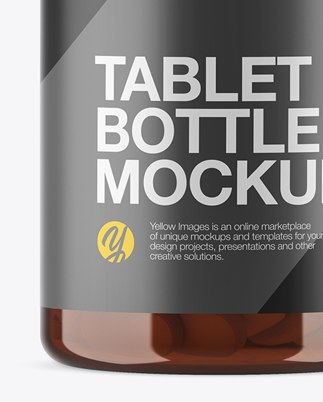 Amber Plastic Pill Bottle Mockup