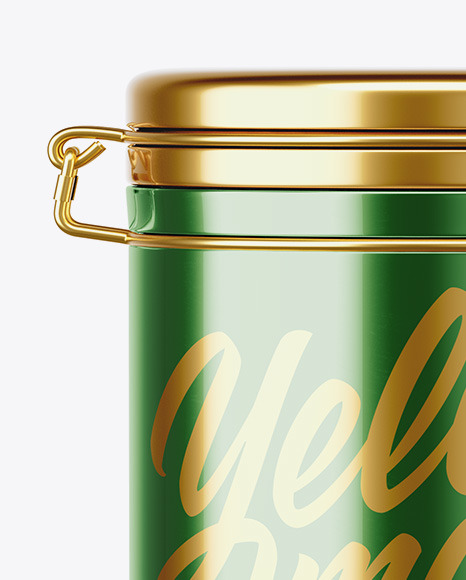 Metallic Jar With Locking Lid Mockup