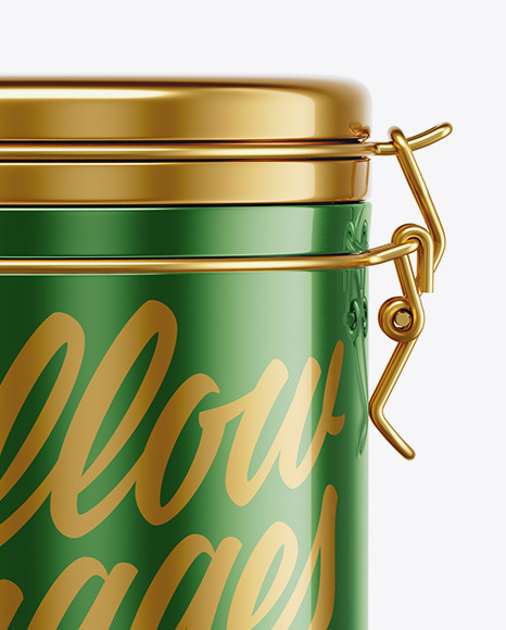 Metallic Jar With Locking Lid Mockup