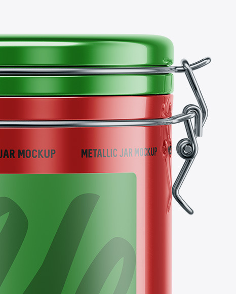 Metallic Jar With Locking Lid Mockup