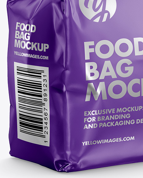 Matte Food Bag Mockup - Halfside View