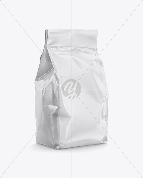 Glossy Food Bag Mockup - Halfside View