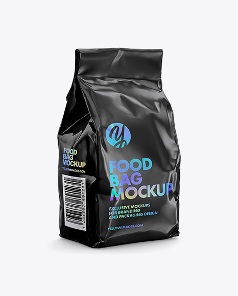 Glossy Food Bag Mockup - Halfside View