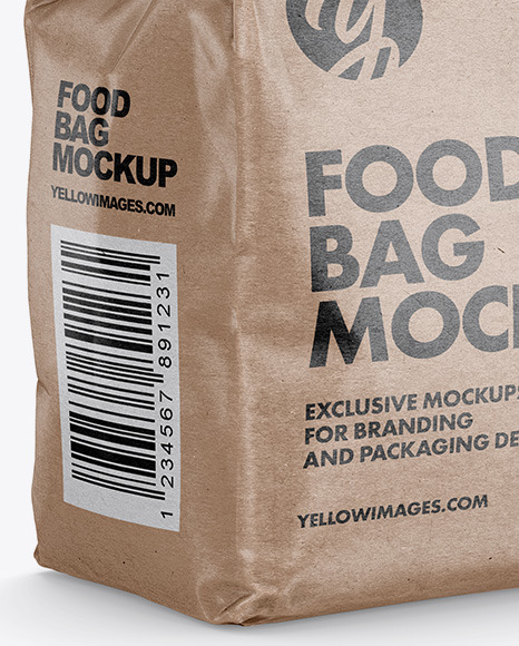 Kraft Paper Food Bag Mockup - Halfside View