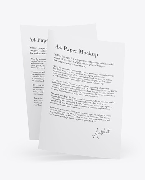 Two A4 Papers Mockup