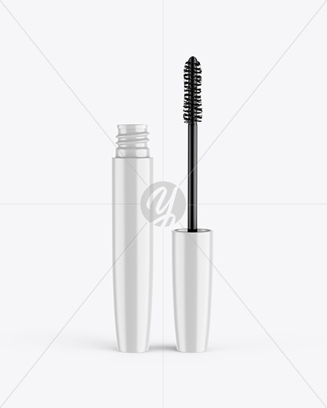 Opened Glossy Mascara Tube Mockup