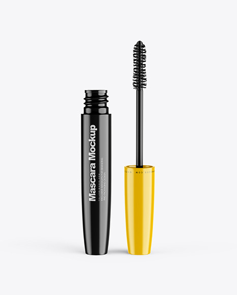 Opened Glossy Mascara Tube Mockup - Opened+Glossy+Mascara+Tube+Mockup+In+Packaging+Mockups+On