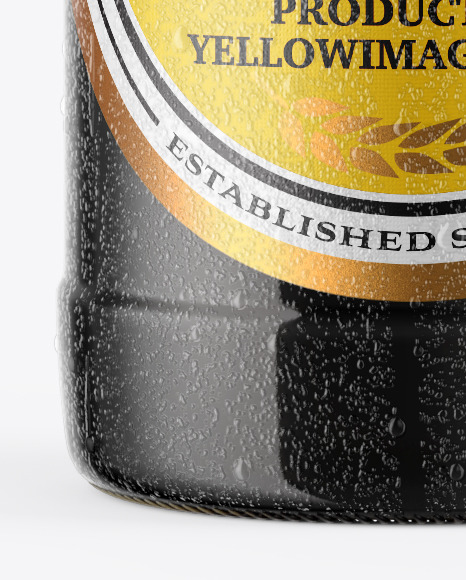 Amber Stout Beer Bottle With Condensation Mockup