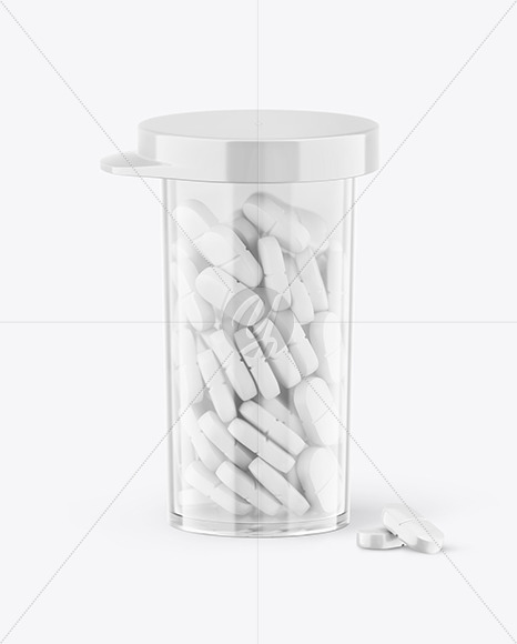 Clear Bottle With Pills Mockup