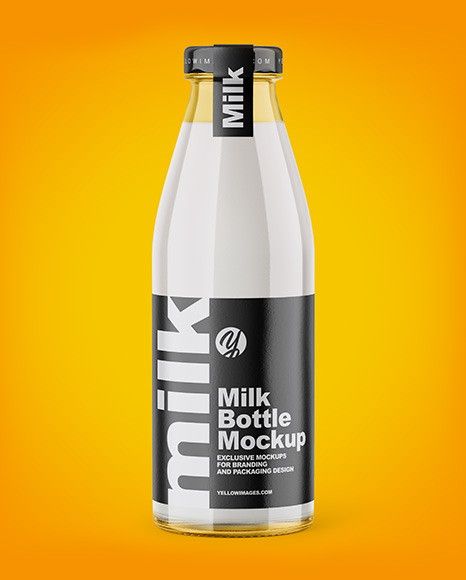 Clear Glass Bottle With Milk Mockup