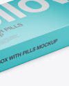 Glossy Pills Box Mockup - Halfside View (High-Angle Shot)