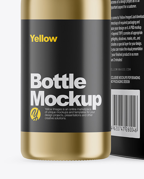 Metallic Bottle with Box Mockup