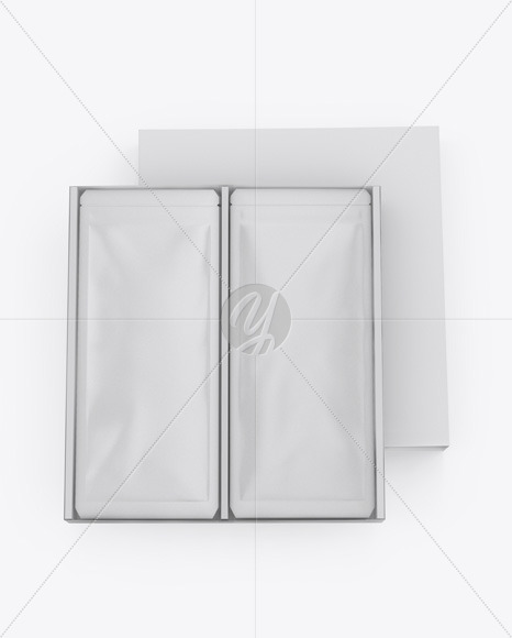 Box w Matte Sachets Mockup