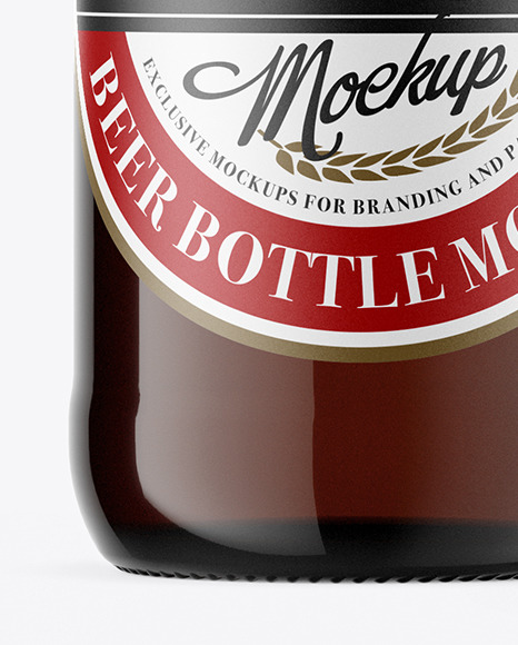 Amber Glass Beer Bottle Mockup