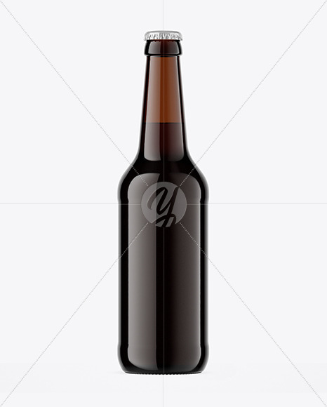 Amber Glass Dark Beer Bottle Mockup