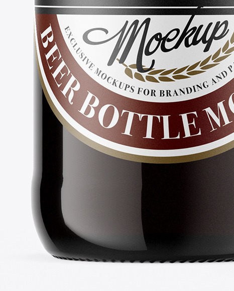 Amber Glass Dark Beer Bottle Mockup