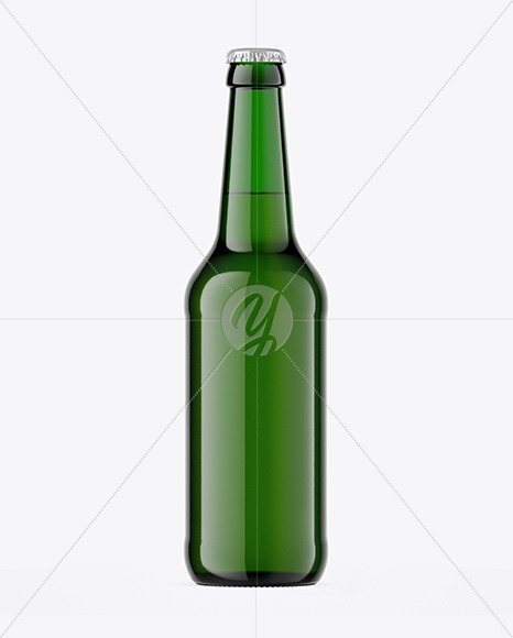 Green Glass Beer Bottle Mockup