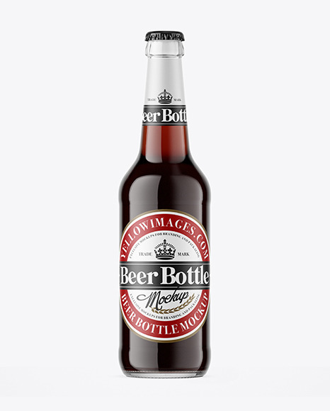 Clear Glass Bottle with Red Ale Mockup