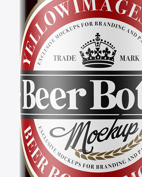 Clear Glass Bottle with Red Ale Mockup