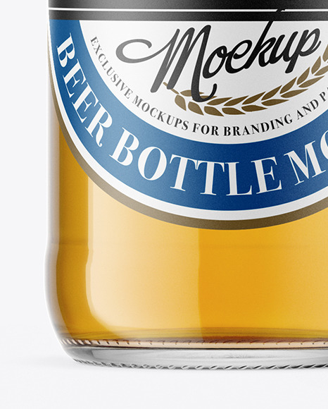 Clear Glass Bottle with Lager Beer Mockup