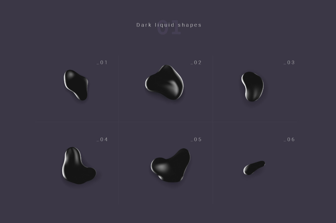 Set of graphic elements ”Dark liquid shapes”