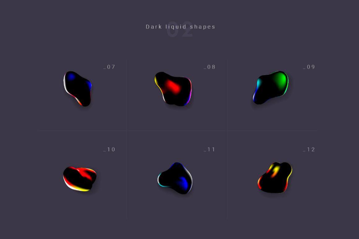 Set of graphic elements ”Dark liquid shapes”